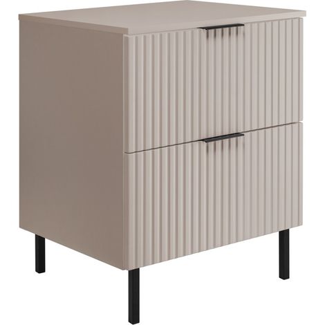 Waschtischunterschrank 60 cm - Kaschmir - Modernes Design - Praktische und rippige Fronten