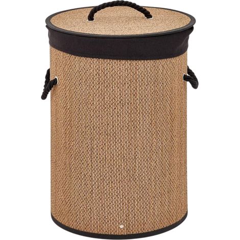 Panier à Linge en Bambou "Stemy" 48L Noir (1/3)