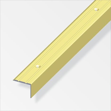profilo per scale 25x20 alluminio ottonato forato 1 metro. (1/3)