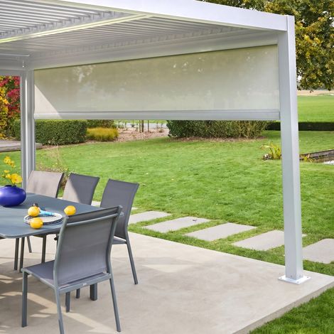 Store latéral 4m blanc pour pergola bioclimatique Palace (1/5)