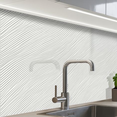REVETEMENT MURAL DE CUISINE, CRÉDENCE DE CUISINE Vagues - Côtes - Blanc 80x60 (1/5)