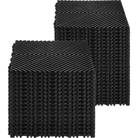 Alfombrilla de drenaje, diseño entrelazado, superficie antideslizante, color negro. (1/2)