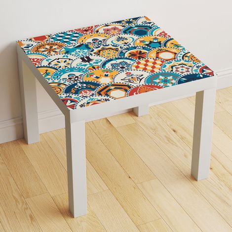 Stickers pour table - Motif Carreaux de ciment - 90x90 cm - Adhésif BRILLANT (1/2)