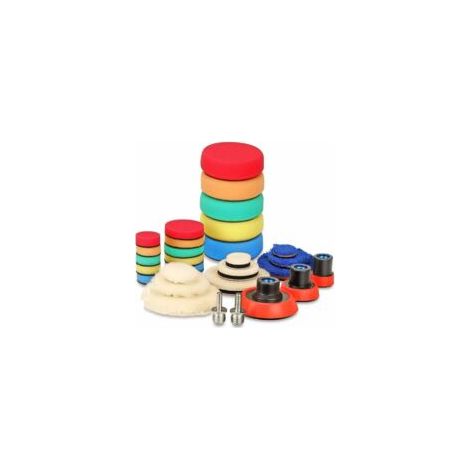 Kit di 29 tamponi e spugne abrasive da 25 mm, 50 mm e 80 mm per levigatura e lucidatura auto con lucidatrice a doppia azione RO/DA - Crezuo