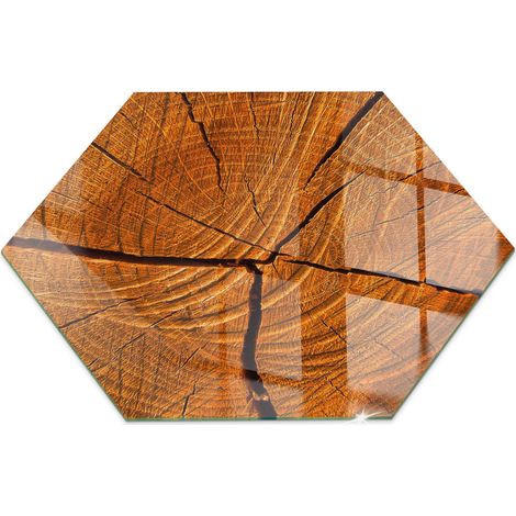Plaque décorative imprimée pour cheminée protection de sol avec impression décorative Grain de bois en coupe transversale h40 cm (1/5)