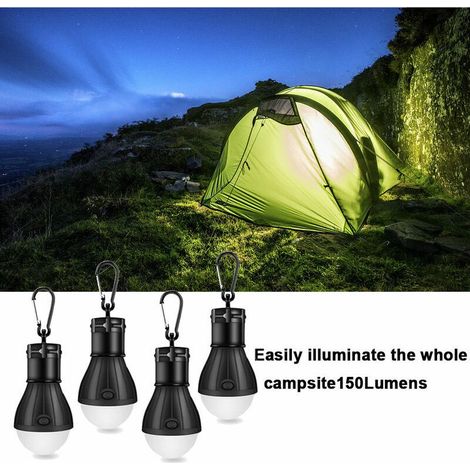 VURAHOME – LED-Zeltlaterne, Notbeleuchtung, tragbare, wasserdichte, batteriebetriebene Lampe für Wandern, Angeln, Camping, Autoreparaturen (4er-Pack), Schwarz (1/4)