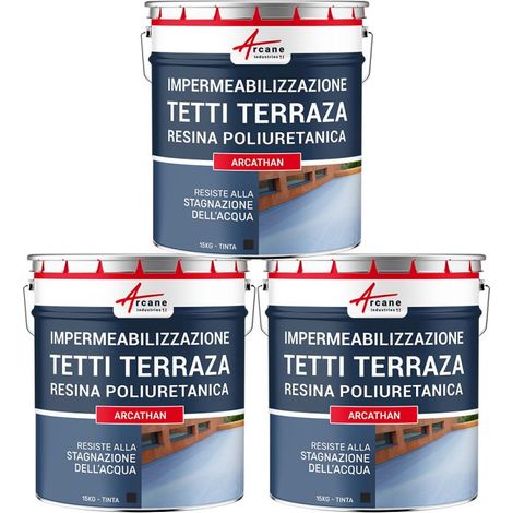 Guaina liquida per terrazzi, Guaina impermabilizzante ARCATHAN - 3 x 15 kg Ardesia - ARCANE INDUSTRIES (1/4)