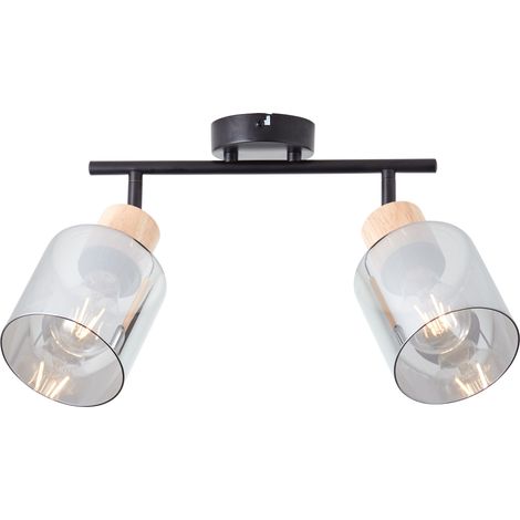 Brilliant Weald Spotrohr 2flg schwarz/rauch/holz Metall/Glas/Holz 2x A55, E27, 40 W, Geeignet für Normallampe (nicht enthalten)