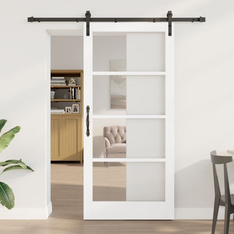 vidaXL Sliding Door ORKDAL White and Black 93 x 202 cm