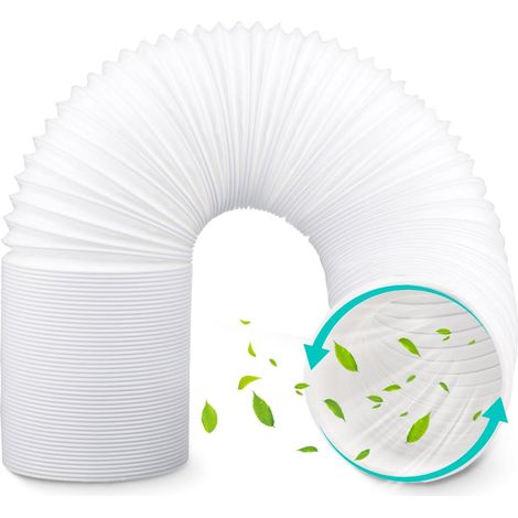 Tissting Tuyau de Climatiseur 130mm Diamètre 3 Mètres Longueur PP Extensible Blanc Tuyau de Extension AC Dans Le Sens Antihoraire pour Climatiseur Mobile, Sèche-Linge (1/5)