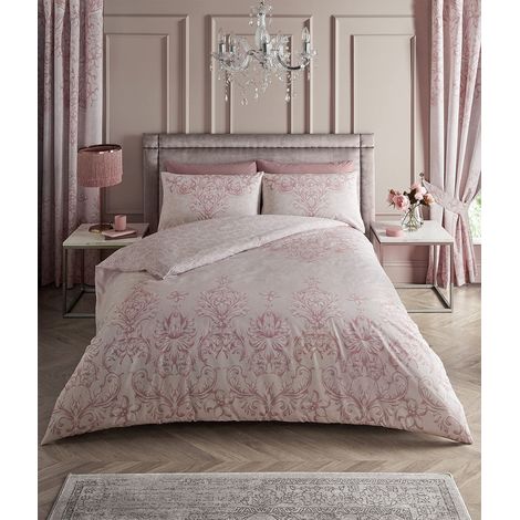 Housse de Couette damassée, Facile d'entretien, Polycoton pour lit Simple, Housse de Couette imprimée, Rose (1/5)