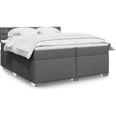 Cama box spring con colchón tela gris oscuro 200x200 cm (1/5)