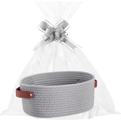 Panier de rangement tressé en corde coton , élégant poubelle pour la maison décoratif salle bain , c