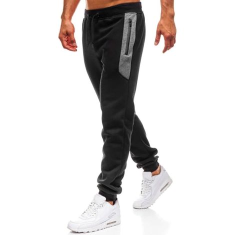 Joggingbroek voor heren van katoenmix met zakken en print – sportbroek – trainingsbroek (1/5)