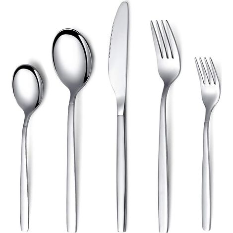 30-teiliges Edelstahl-Besteckset, Silberbesteckset, Essgeschirrset, Service für 6 Personen, Edelstahl (1/5)
