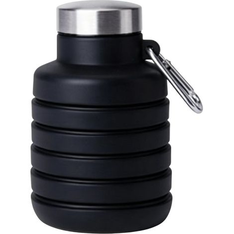 Bouteille d’eau pliable 500 ml – Silicone – Mousqueton – Noir – Sport, voyage et camping (1/5)