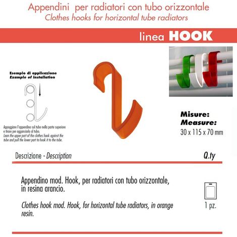 Pika' 1 gancio hook colore arancio appendini per radiatori indistruttibili (1/3)