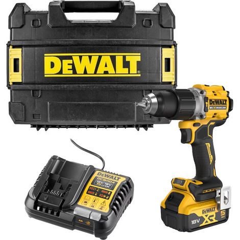 Taladro atornillador de percusión compacto de 18V DEWALT DCD805P1T-QW con caja y 1 batería de 5,0 Ah