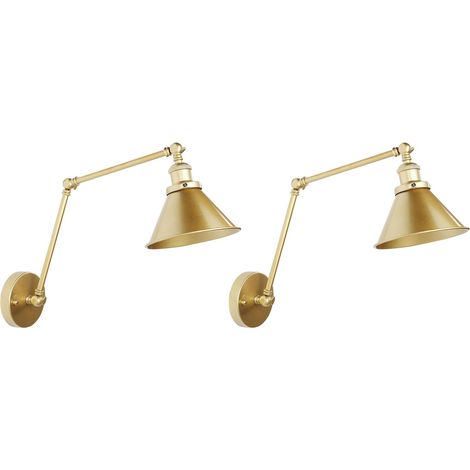 Set of 2 Wall Lamps NARVA Adjustable Metal Gold