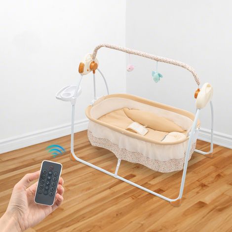 【Maison connectée】Berceau électrique réglable à 5 vitesses, lit d'enfant, balançoire automatique pour bébé, berceau, charge maximale de 25 kg (1/5)