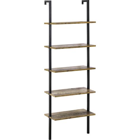 Libreria a Scala 60x30x184,5 cm 5 Ripiani in Legno e Metallo Marrone (1/5)