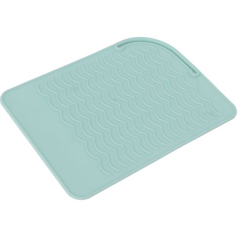 Tapis silicone vert ondulé résistant à la chaleur, antidérapant, souple, isolant thermique, motif gaufré, protection surface, flexible haute température, tapis de cuisine réutilisable. (1/5)