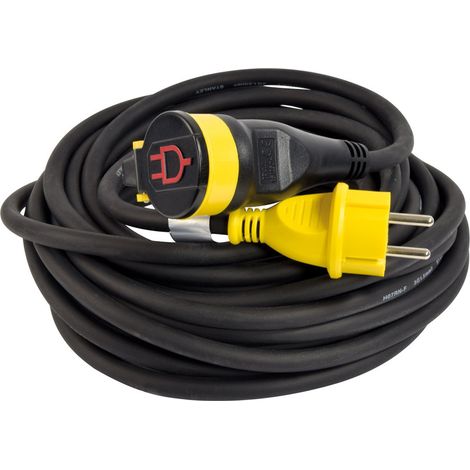 Stanley – Prolongateur de chantier 10m – Câble H07RN-F 2,5mm² – Indice de protection IP44 – 16A+T avec clapet résistant