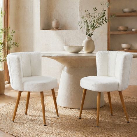 MEUBLIV Sedia da pranzo bianca set da 2 – schienale confortevole e gambe effetto legno (1/5)