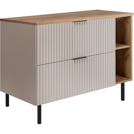Mobile lavabo, Cashmere / Rovere Craft + maniglia nera, 100 (80 + 20) x 77 x 46 cm + Piano, piedi neri (1/5)