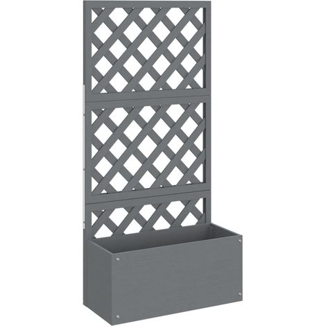 Fioriera rialzata per aiuola fioriere terrazza giardino traliccio 65 x 33 x 135 cm WPC grigio 020038598