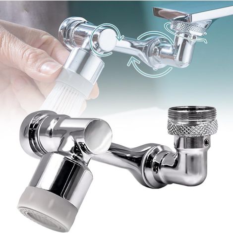 Ouylaf – Robinet extensible rotatif 1080° anti-éclaboussures – Mousseur en cuivre durable – Débit max ajustable pour cuisine – Installation facile