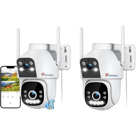 Lot de 2 caméras de surveillance 4G LTE – Double objectif avec vision nocturne couleur – Détection humaine AI – Audio bidirectionnel (1/5)