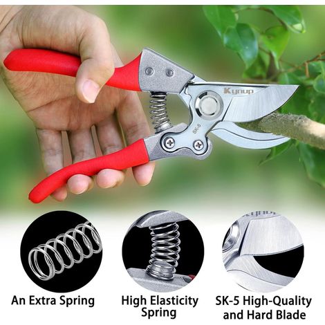 Cisailles de Jardinage, 8.6" Sécateurs à Main Professionnels, Sécateurs Coupe-Arbres, Cisailles à Haies et de Jardin, Tondeuses Pour Plantes, Jardinage, Coupe, Outils de Jardin, Rouge (1/5)