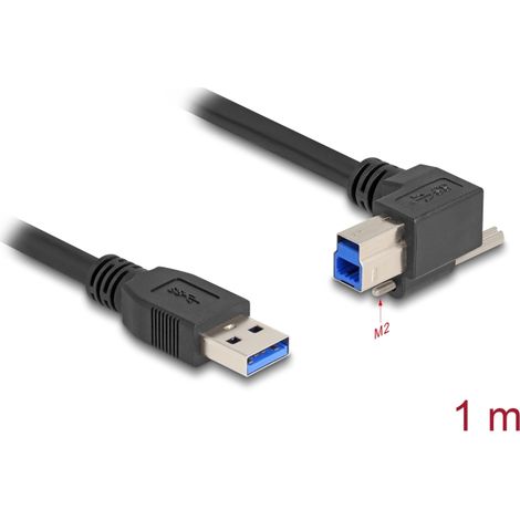 Delock Cable USB 5 Gbps USB Tipo-A macho recto hacia abajo a USB Tipo-B macho con tornillo 90Â° Ã¡ngulo recto 1 m negro