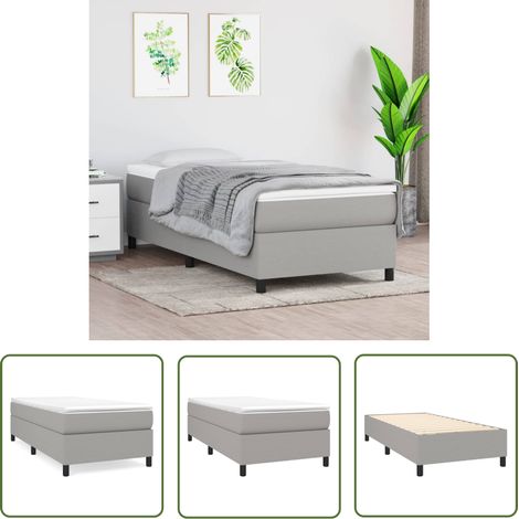 The Living Store Cadre de lit sans matelas gris clair 90x200 cm tissu - Cadre De Lit - Lit Simple - Lit Gris - Lit Tissu - Meuble Chambre À Coucher (1/5)