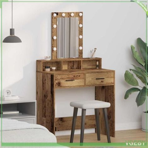 Table de maquillage - ABI - Marron - Bois d'ingénierie - Éclairage LED intégré (1/5)