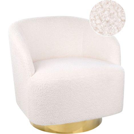 Swivel Armchair LAVIK Boucle Off-White (1/5)