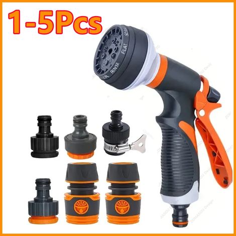 (Kit5) Pistolet d'arrosage de jardin à 8 modes réglables, pulvérisateur haute pression, buse d'arrosage pour pelouse et plantes de jardin (1/4)