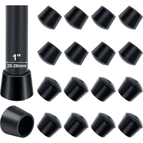 Stuhlbeinkappen, 16 Stück, 25–26 mm, Gummikappen, 25 mm Innendurchmesser, zum Schutz der Tischbeine und zur Vermeidung von Kratzern auf dem Boden, Schwarz (1/5)
