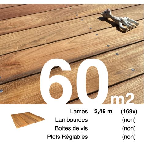 Planches de terrasse bois exotique JATOBA pour 60 m² • Longueur 2,45 m • Livraison gratuite