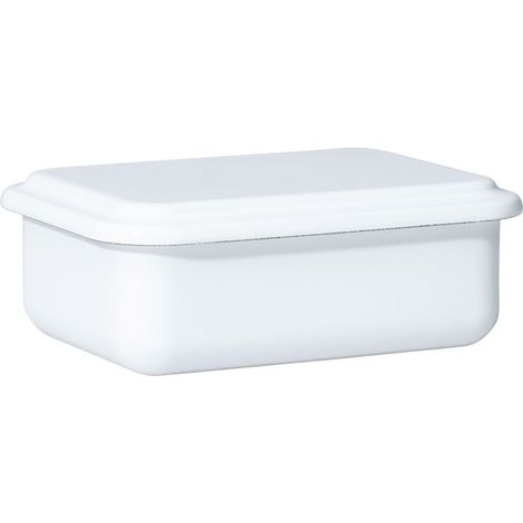 Riess recipiente esmaltado con tapa 15x11x5cm bajo blanco