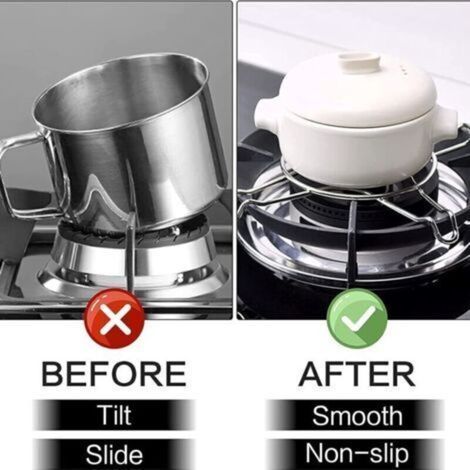 Lot de 2 réducteurs de gaz en acier inoxydable pour dessous de plat, support pour wok et cafetière sur cuisinière à gaz. (1/3)