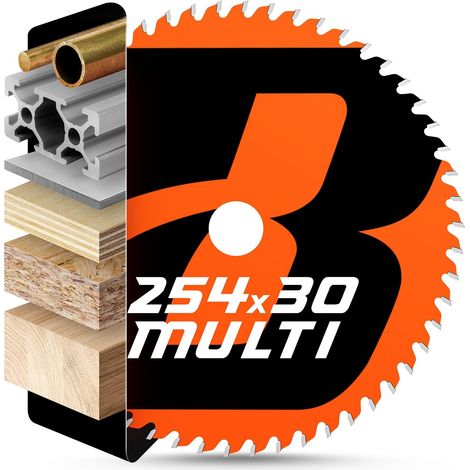Lame de Scie Circulaire 254x30 mm Multi-Matériaux pour Bois, Aluminium, Métal Coupe Fine, Compatible avec Bosch GTS 10, PTS 10, Metabo KGS 254 (1/5)
