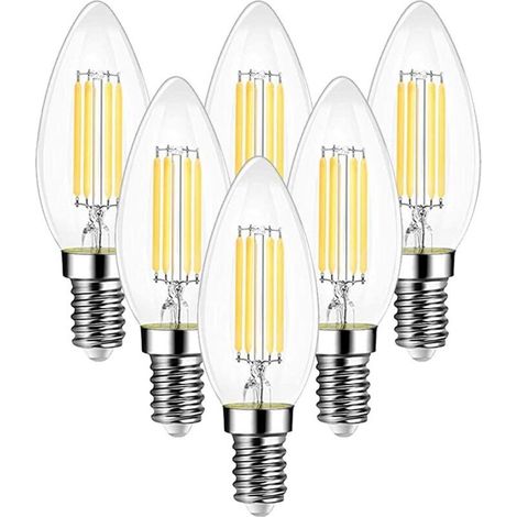 Ampoules LED vintage E14 filament 2700 K 750 lm – Lot de 6, blanc chaud, design rétro pour lustres et appliques (1/5)