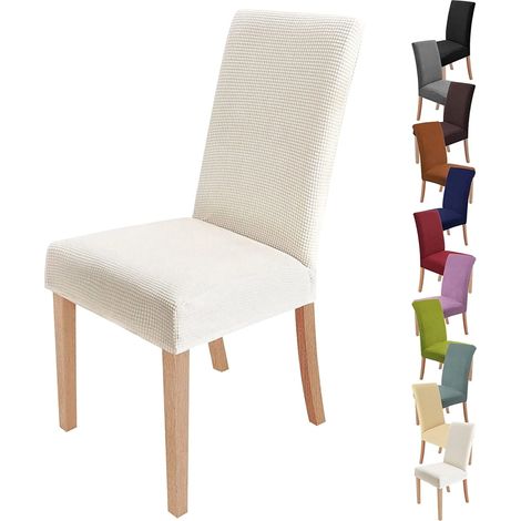 MINKUROW - Juego De 2 Fundas Elásticas Para Sillas De Comedor, Extraíbles Y Lavables, Fundas Para Sillas De Comedor, Modernas Y Elásticas, Decoración Para Oficina, Banquete, Boda, Fiesta (Blanco Crema (1/5)