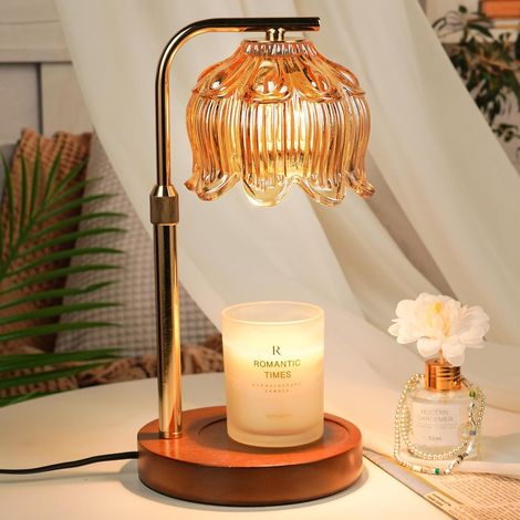 Lampe Chauffe Bougie, avec Minuterie et Variateur,Réglable en Hauteur,Candle Warmer Lamp pour Bougies Parfumées en Verre,Maison,Chambre,doré (1/5)