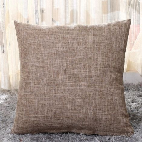 Taies d'oreiller épaisses en lin - Lot de 2 - Taies carrées 50 x 50 cm - Taies d'oreiller d'extérieur - Décoration intérieure - Fermeture éclair invisible - Convient pour canapé-lit, bureau - Kaki (1/5)