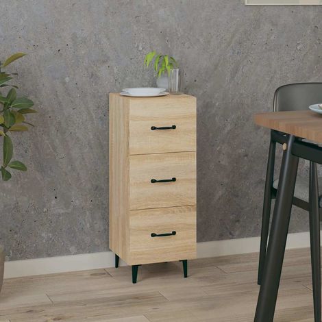 Aparador madera contrachapada color roble Sonoma 34,5x34x90 cm (1/4)