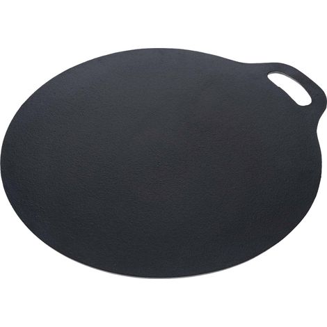 Victoria 34573 Plancha Inducción Hierro Fundido Curado, Budare 38cm Pizza, Crepes para Fuego, Barbacoa, Horno Negro (1/5)