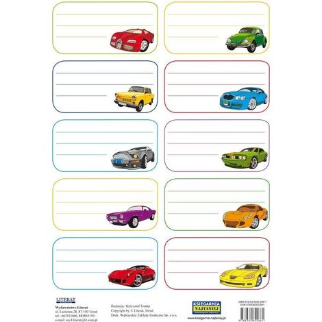 Autocollants pour cahier. Voitures.